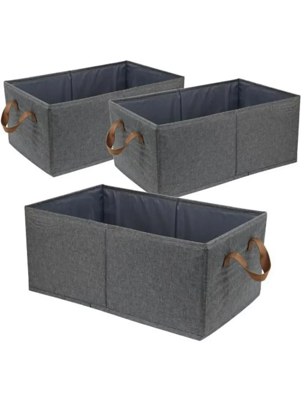 Set of 3 Foldable Fabric Storage Bins Closet Organizer Boxes for Shelves